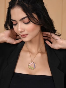 Voylla - Benzene Enamelled Large Pendant Long Necklace