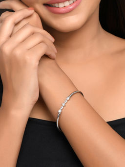 Voylla - CZ Elegance Round and Oval Cut White Zircons Bracelet