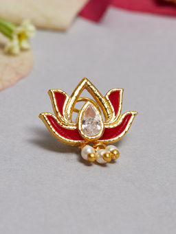 Voylla - Indie Collectibles Gold Tone Lotus Motif Nose Pin