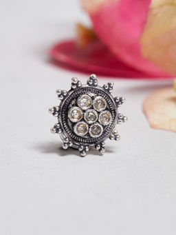 Voylla - Indie Collectibles Nose Pin with Oxidised Silver Plating