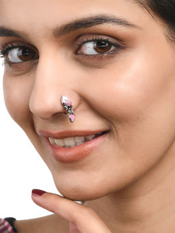 Voylla - Shwet Kamal Pink Enamel Nose Pin