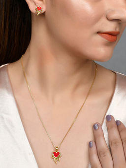 Voylla - Valentine's Day Collection Red Hearts Pendant Set