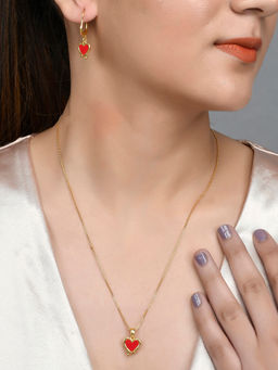 Voylla - Valentine's Day Collection Gold Plated Hearts Pendant Set
