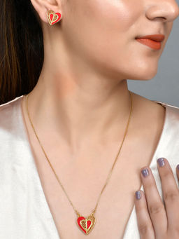 Voylla - Valentine's Day Edgy Hearts Pendant Set