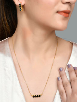 Voylla - Valentine's Day Collection Edgy Black Hearts Pendant Set