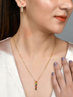 Voylla - Tiny Coloured Hearts Pendant Set