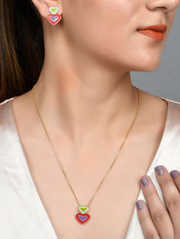 Voylla - Valentine's Day Collection Playful Layered Hearts Pendant Set