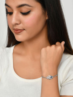 Voylla - Evil Eye Hamsa Bracelet With Silver Chain