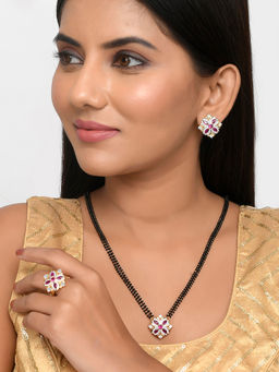 Voylla - Sparkling Essentials Pink and White CZ Mangal sutra Box Set