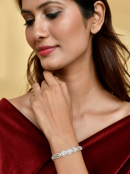 Voylla - Sparkling Elegance Marquise and Round Cut CZ Adjustable Bracelet