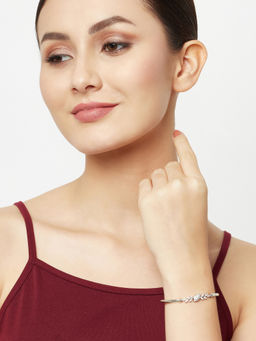 Voylla - White Rhodium petal design elegance bracelet