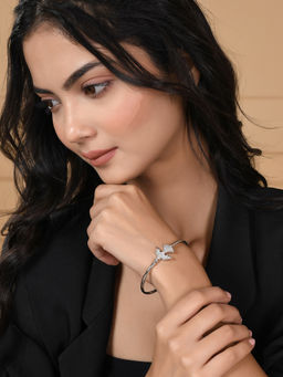 Voylla - Sparkling Elegance Graceful Curved Cz Bracelet