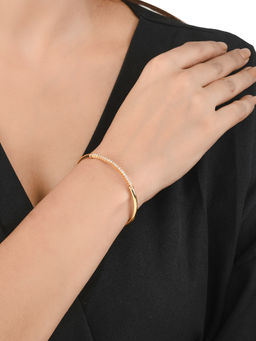 Voylla - Sparkling Elegance Round Cut CZ Adorned Gold Plated Brass Bracelet