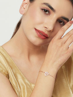 Voylla - Round Cut Kundan Gold Plated Brass Chain Bracelet