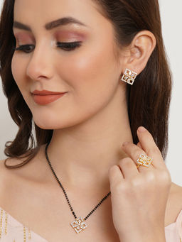 Voylla - Sparkling Essentials Floral Pattern CZ Mangal sutra Set