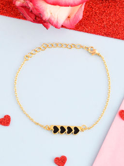 Voylla - Valentine's Day Collection Edgy Black Hearts Bracelet