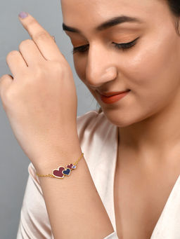 Voylla - Valentine's Day Collection Enamelled Hearts Bracelet
