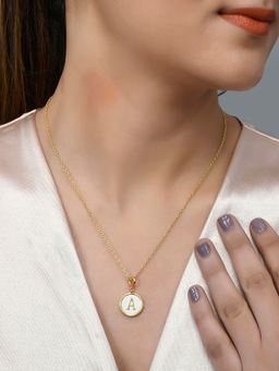 Voylla - Valentine's Day Collection Alphabet A White Enamel Style Jewellery Set