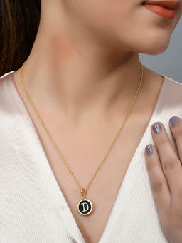 Voylla - Valentine's Day Collection Alphabet D Black Enamel Style Jewellery Set