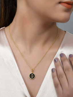 Voylla - Valentine's Day Collection Alphabet G Black Enamel Style Jewellery Set