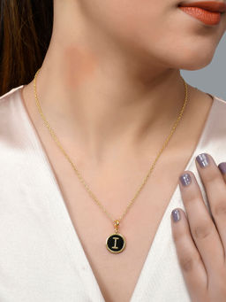 Voylla - Valentine's Day Collection Alphabet I Black Enamel Style Jewellery Set