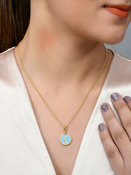 Voylla - Valentine's Day Collection Alphabet K Blue Enamel Style Jewellery Set