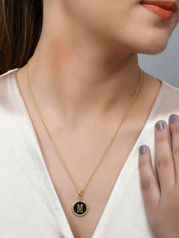 Voylla - Valentine's Day Collection Alphabet M Black Enamel Style Jewellery Set