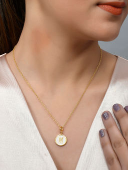 Voylla - Valentine's Day Collection Alphabet M White Enamel Style Jewellery Set