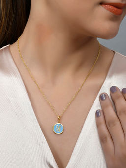 Voylla - Valentine's Day Collection Alphabet M Blue Enamel Style Jewellery Set