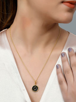 Voylla - Valentine's Day Collection Alphabet O Black Enamel Style Jewellery Set