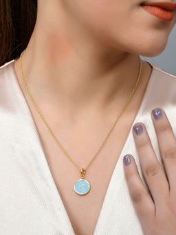 Voylla - Valentine's Day Collection Alphabet R Blue Enamel Style Jewellery Set