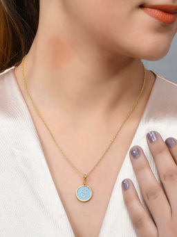 Voylla - Valentine's Day Collection Alphabet S Blue Enamel Style Jewellery Set