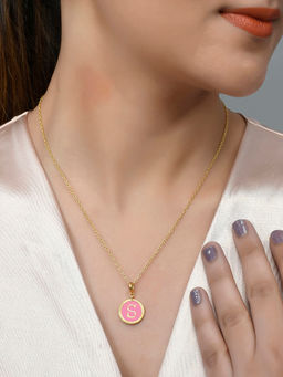 Voylla - Valentine's Day Collection Alphabet S Pink Enamel Style Jewellery Set