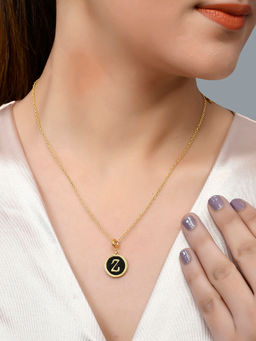 Voylla - Valentine's Day Collection Alphabet Z Black Enamel Style Jewellery Set