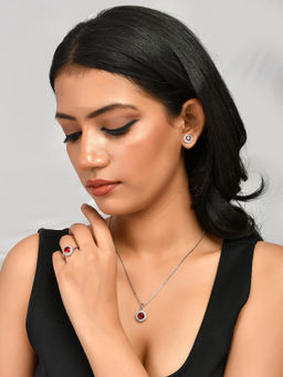 Voylla - Sparkling Essentials Red Round Cut Cluster Setting CZ Box Set