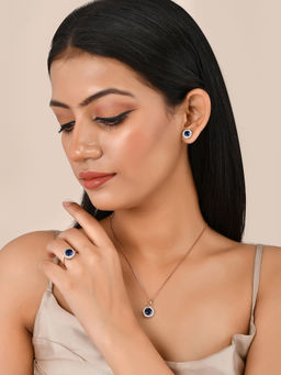 Voylla - Sparkling Essentials Blue Round Cut Cluster Setting CZ Box Set