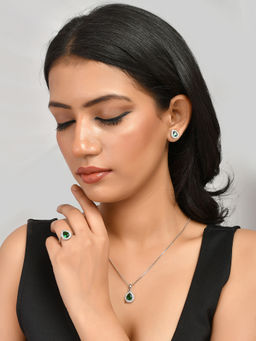Voylla - Sparkling Essentials Green Teardrop Cut Zircon Box Set
