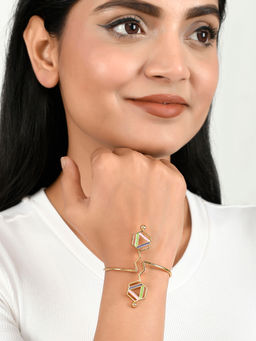 Voylla - Benzene Enamelled Hexagons Cuff Bracelet