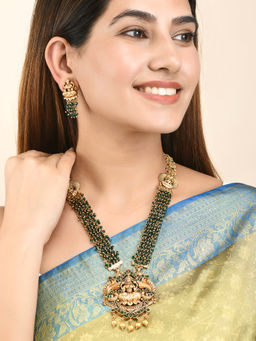 Voylla - Sparkling Opulence Antique Temple Jewellery Set