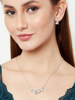 Voylla - Pearly Whites Pendant Set Glittering with Cz Sparkles