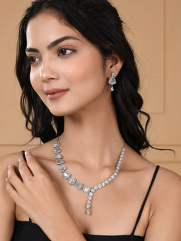 Voylla - Sparkling Elegance Contemporary Design Coloured Cz Jewellery Set
