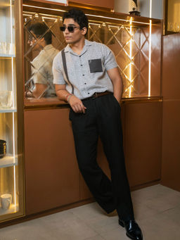 JAVINISHKA - Grey Checks Regular Shirt
