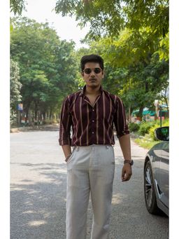 JAVINISHKA - Maroon Stripes Regular Shirt