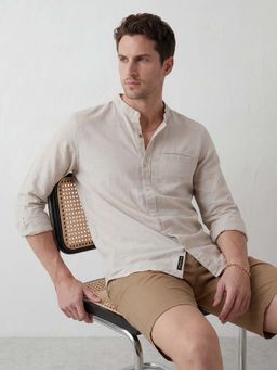 WROGN - Grey Solid/Plain Slim Shirt