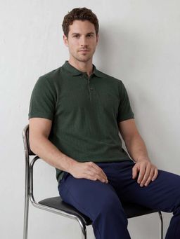 WROGN - Green Textured Slim Polo T-shirt