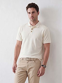 WROGN - Off White Textured Slim Polo T-shirt