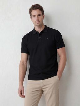 WROGN - Black Textured Slim Polo T-shirt