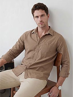 WROGN - Khaki Textured Slim Shirt