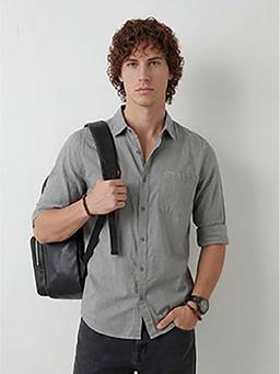 WROGN - Grey Textured Slim Shirt