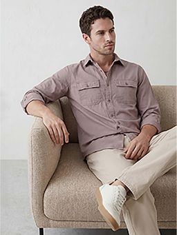 WROGN - Peach Solid/Plain Slim Shirt